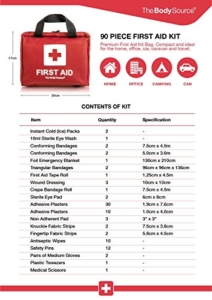 Erste-Hilfe-Set mit Kühlakkus, Augenspülung und Rettungsdecke 90-teilig -