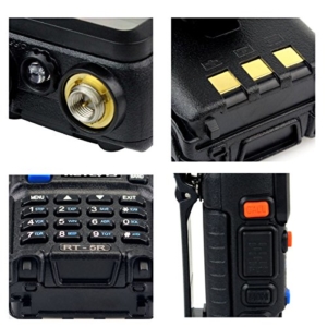 Retevis RT-5R Funkgeräte UHF / VHF dualband 128 Kanäle mit Headset FM Radio LCD Display(1 Paar, schwarz) -