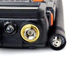 Retevis RT-5R Funkgeräte UHF / VHF dualband 128 Kanäle mit Headset FM Radio LCD Display(1 Paar, schwarz) -