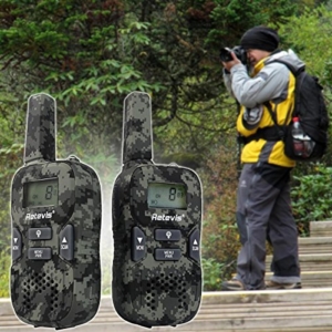 Retevis RT33 PMR Funkgerät für Outdoor-Reisen und Kinder mit LC-Display (1 Paar Tarnfarben) -