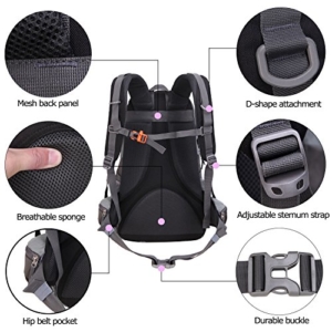 Fafada Wanderrucksack Herren Damen 40L 35L 25L Wasserdicht Rucksack Trekkingrucksack Reiserucksack Klettenrucksack mit Regenschutz (40L Grau) -