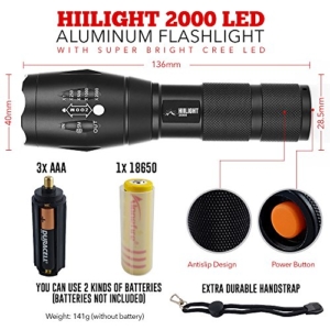 HIILIGHT LED Taschenlampe 2000 CREE XM-L T6 schwarz -