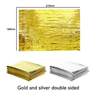 Infreecs Rettungsdecke, Rettungsfolie, Notfalldecke, Erste- Hilfe- Decke Gold-Silber-Folie 160 x 210cm [10 Stück] -