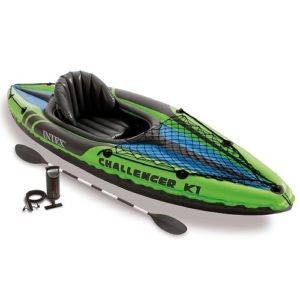 Intex Schlauchboot Aufblasbares Kajak Boot Challenger K1 Phthalates Free Inkl. 84 Paddel und Luftpumpe, 274 X 76 X 33 cm, 68305NP -
