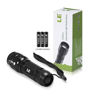 LE Zoombar Superhelle CREE LED Taschenlampe, inklusive 3 AAA Batterie, LED Handlampe, LED Camping Handlampe, Mit einstellbarem Fokus -