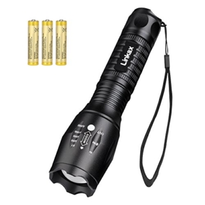 Linkax Superhelle CREE LED Taschenlampe Taktische Taschenlampe LED Handlampe LED Camping Handlampe Mit einstellbarem Fokus inklusive 3 AAA Batterie -