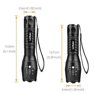 Linkax Superhelle CREE LED Taschenlampe Taktische Taschenlampe LED Handlampe LED Camping Handlampe Mit einstellbarem Fokus inklusive 3 AAA Batterie -
