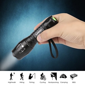 Linkax Superhelle CREE LED Taschenlampe Taktische Taschenlampe LED Handlampe LED Camping Handlampe Mit einstellbarem Fokus inklusive 3 AAA Batterie -