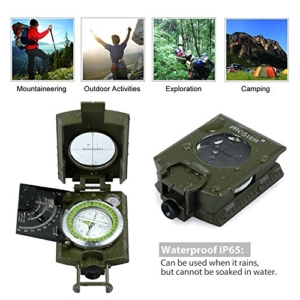 Proster Militär Marschkompass Professioneller Taschenkompass Peilkompass Kompass Compass mit Klinometer Tragschlaufe Tasche für Jagd Wandern und Aktivitäten im Freien -