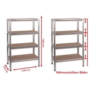 Schwerlastregal Regal Steckregal 180x120x40cm Metall verzinkt Regalsystem Steckregalsystem 4 Holz-Böden Traglast 500kg einfache Montage durch Stecksystem kein Verschrauben Schulte -