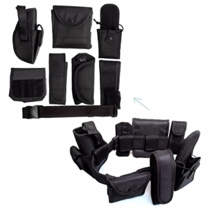 UNIQUEBELLA Einstellbare militärischen taktischer Gürtel/tactical belt Sicherheits system mit 8 funktionale Beutel schwarz für die Outdoor Jagd ,Schwarz -